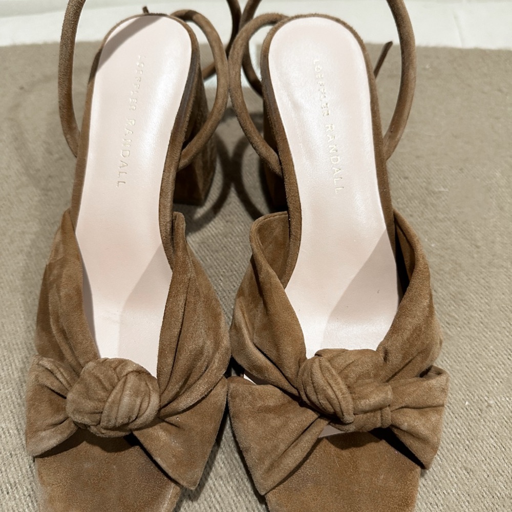 Loeffler Randall Fiamma Cacao Knot Mid Heel Sandal
